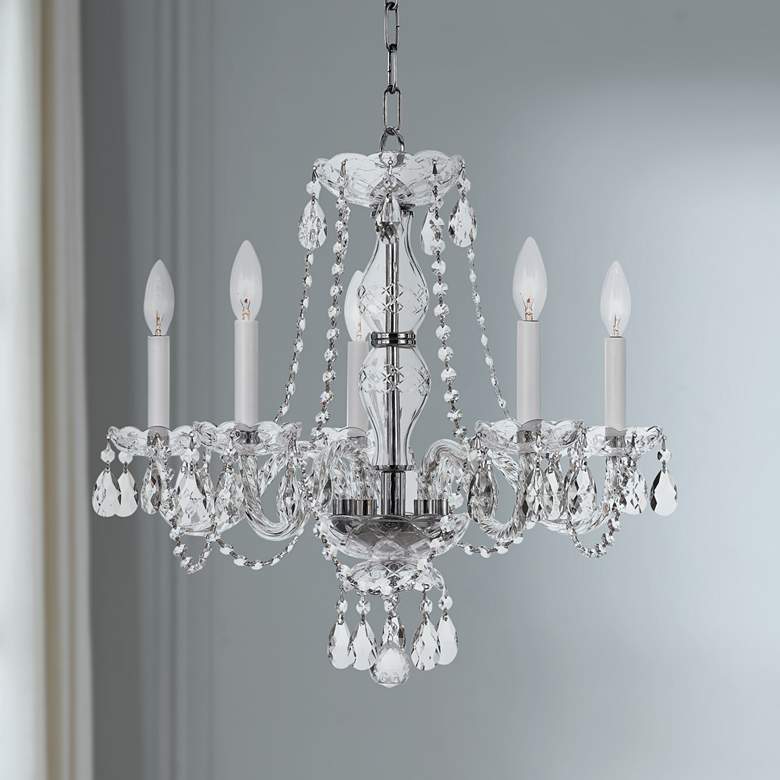 Image 1 Traditional Crystal 21 inchW Chrome 5-Light Chandelier