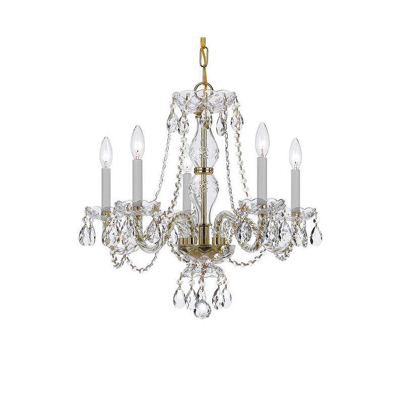 Traditional Crystal 21&quot;W Polished Brass 5-Light Chandelier