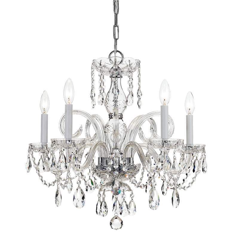 Image 2 Traditional Crystal 22 inch Wide Chrome 5-Light Chandelier