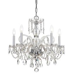 Traditional Crystal 22&quot; Wide Chrome 5-Light Chandelier