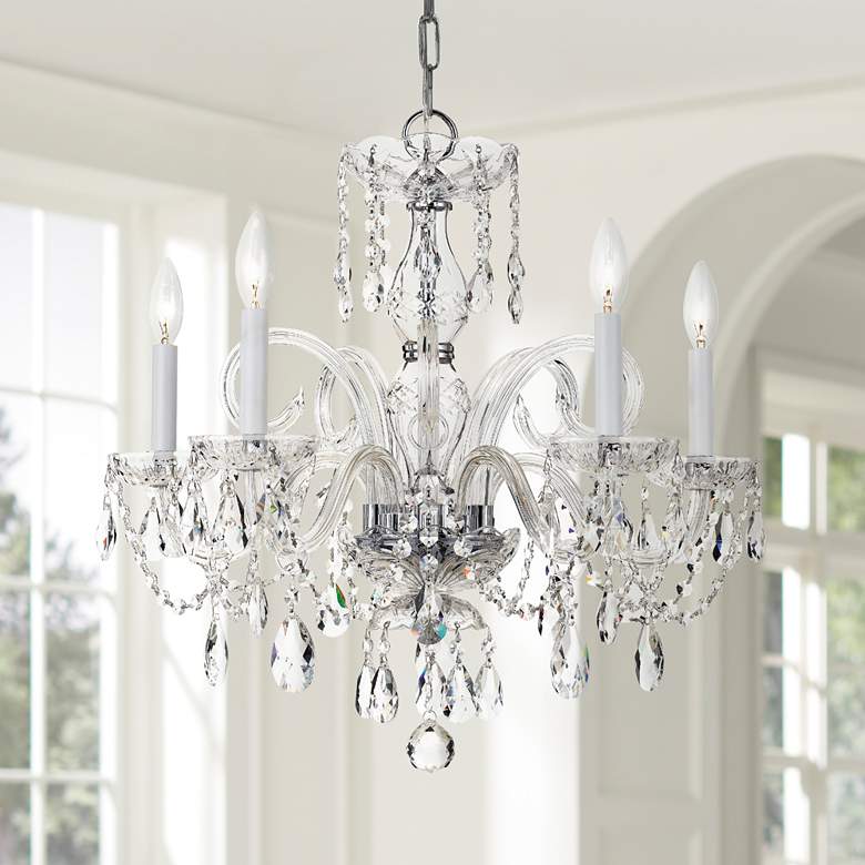 Image 1 Traditional Crystal 22 inch Wide Chrome 5-Light Chandelier