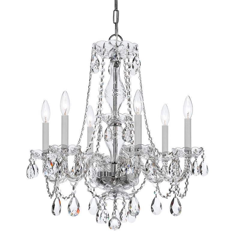 Traditional Crystal 23&quot;W Polished Chrome 6-Light Chandelier