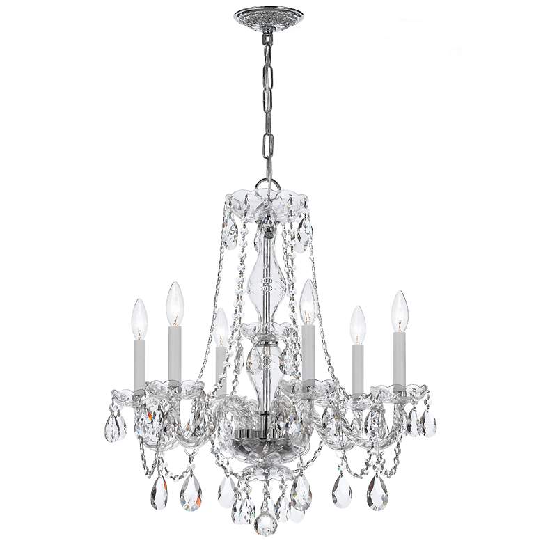 Image 2 Traditional Crystal 23"W Polished Chrome 6-Light Chandelier