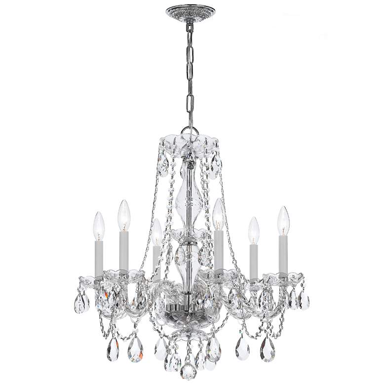 Image 2 Traditional Crystal 23 inchW Polished Chrome 6-Light Chandelier