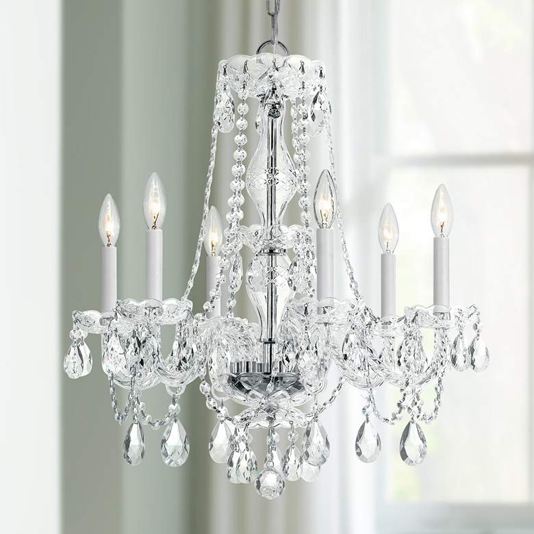 Traditional Crystal 23&quot;W Polished Chrome 6-Light Chandelier