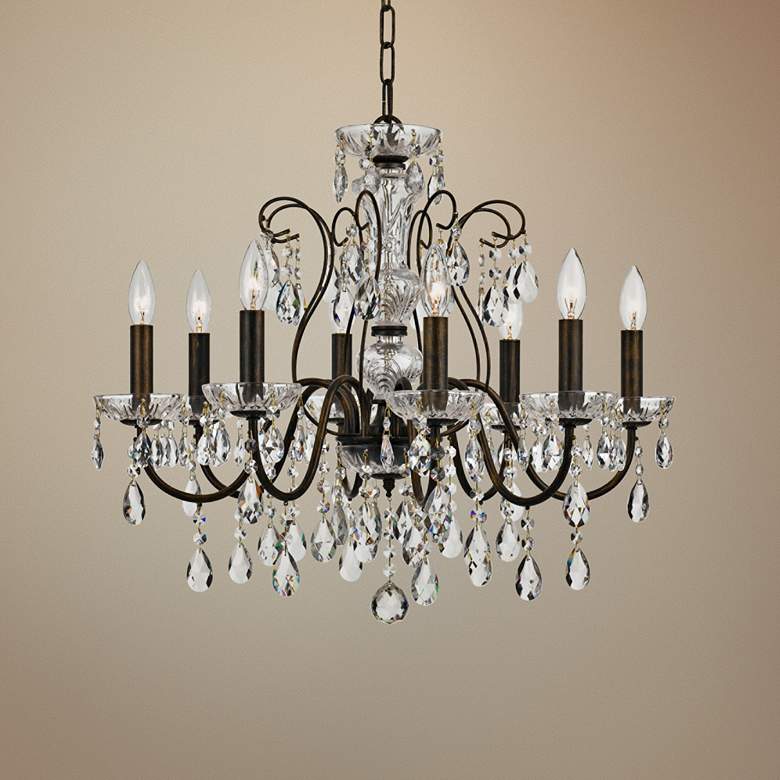 Image 1 Traditional Crystal 25 1/2 inch Wide Bronze 8-Light Chandelier