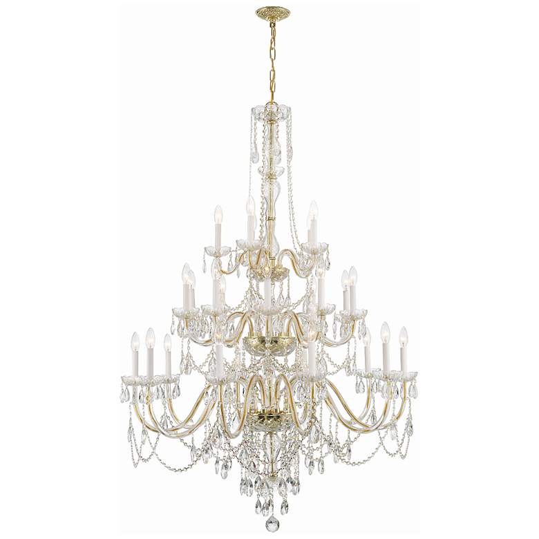 Image 1 Traditional Crystal 25 Light Polished Brass Chandelier