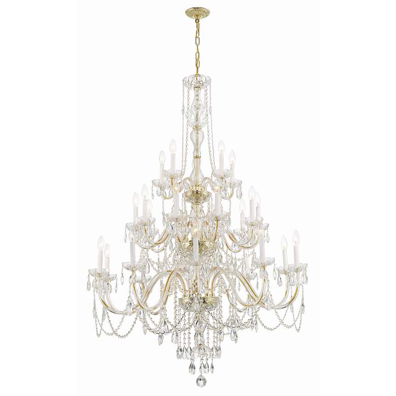 Image 2 Traditional Crystal 25 Light Polished Brass Chandelier more views