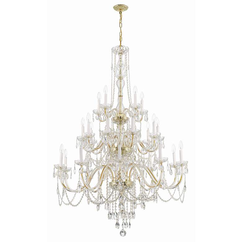 Image 3 Traditional Crystal 25 Light Polished Brass Chandelier more views