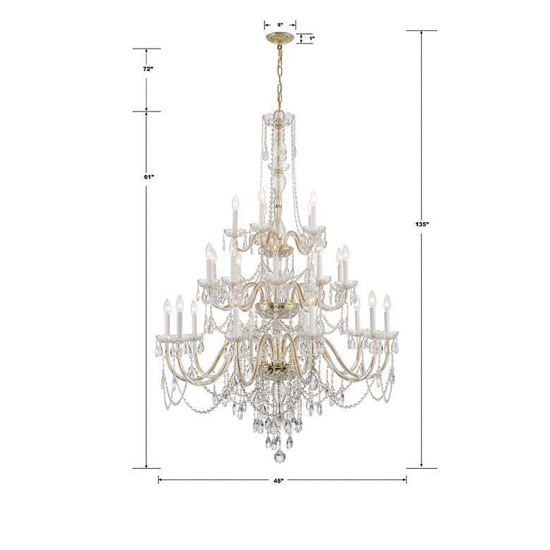 Image 6 Traditional Crystal 25 Light Polished Brass Chandelier more views