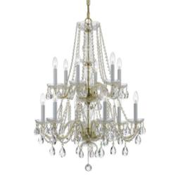 Traditional Crystal 26&quot;W Polished Brass 12-Light Chandelier