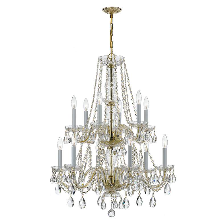 Image 2 Traditional Crystal 26"W Polished Brass 12-Light Chandelier