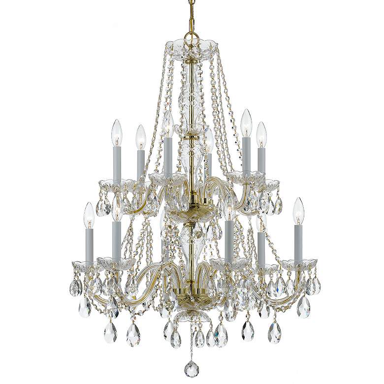 Image 4 Traditional Crystal 26"W Polished Brass 12-Light Chandelier more views