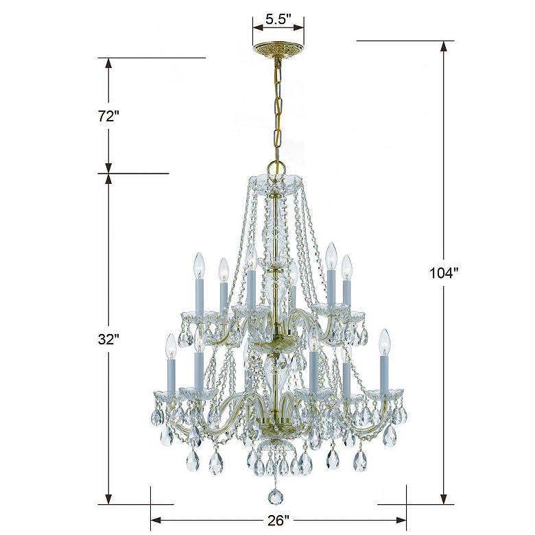Image 7 Traditional Crystal 26"W Polished Brass 12-Light Chandelier more views