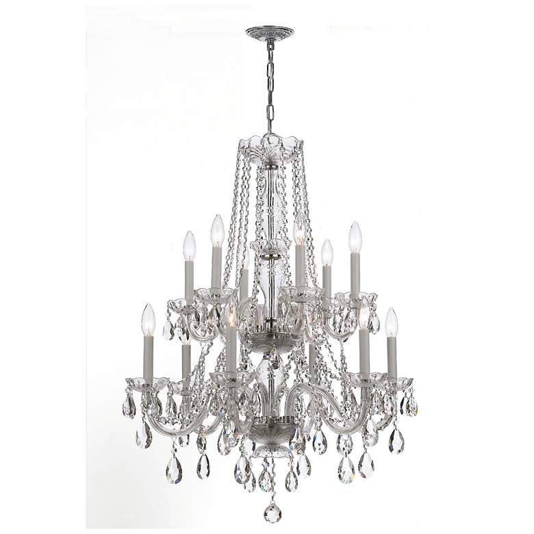 Image 2 Traditional Crystal 26"W Polished Chrome 12-Light Chandelier