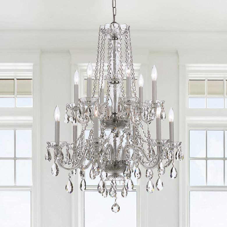 Image 1 Traditional Crystal 26"W Polished Chrome 12-Light Chandelier