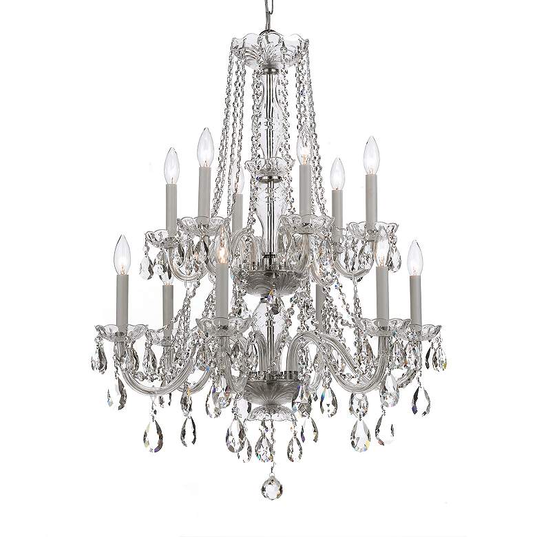 Image 4 Traditional Crystal 26"W Polished Chrome 12-Light Chandelier more views