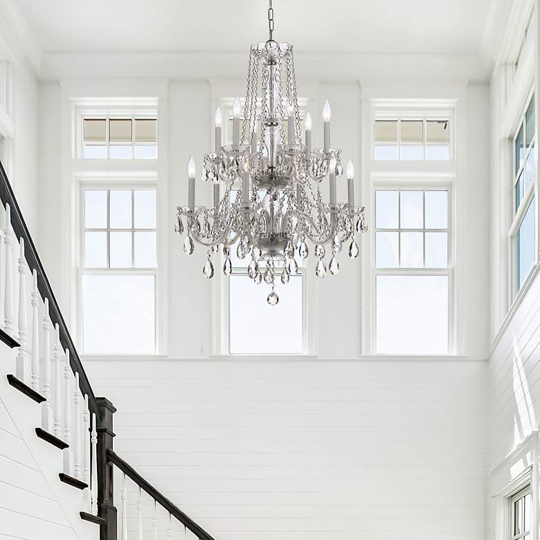 Image 6 Traditional Crystal 26"W Polished Chrome 12-Light Chandelier more views
