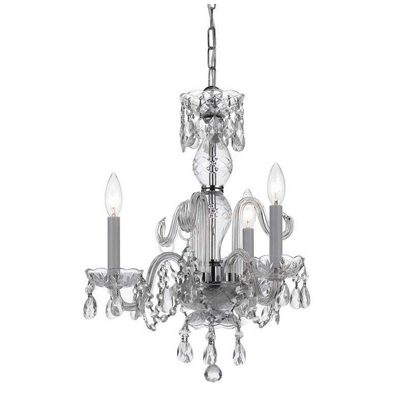 Image 1 Traditional Crystal 3 Light Clear Crystal Polished Chrome Mini Chandelier