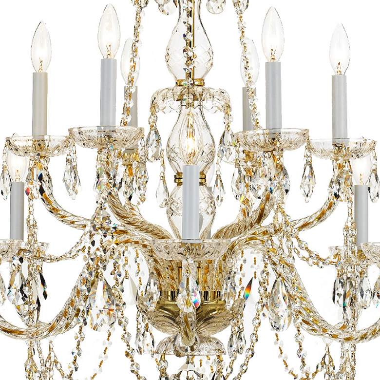 Image 4 Traditional Crystal 31"W 12-Light Polished Brass Chandelier more views