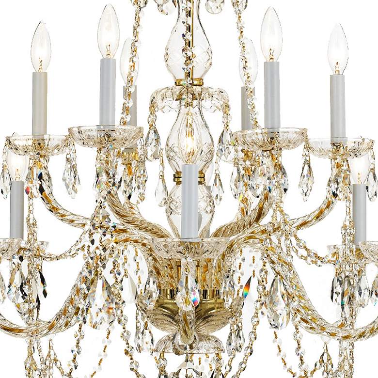 Image 4 Traditional Crystal 31 inchW 12-Light Polished Brass Chandelier more views