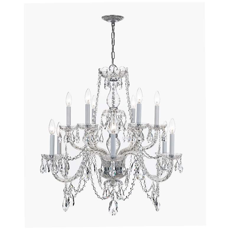 Image 1 Traditional Crystal 31"W Polished Chrome 12-Light Chandelier