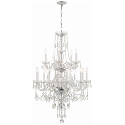 Traditional Crystal 32"W Polished Chrome 15-Light Chandelier