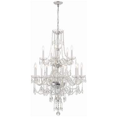 Traditional Crystal 32"W Polished Chrome 15-Light Chandelier