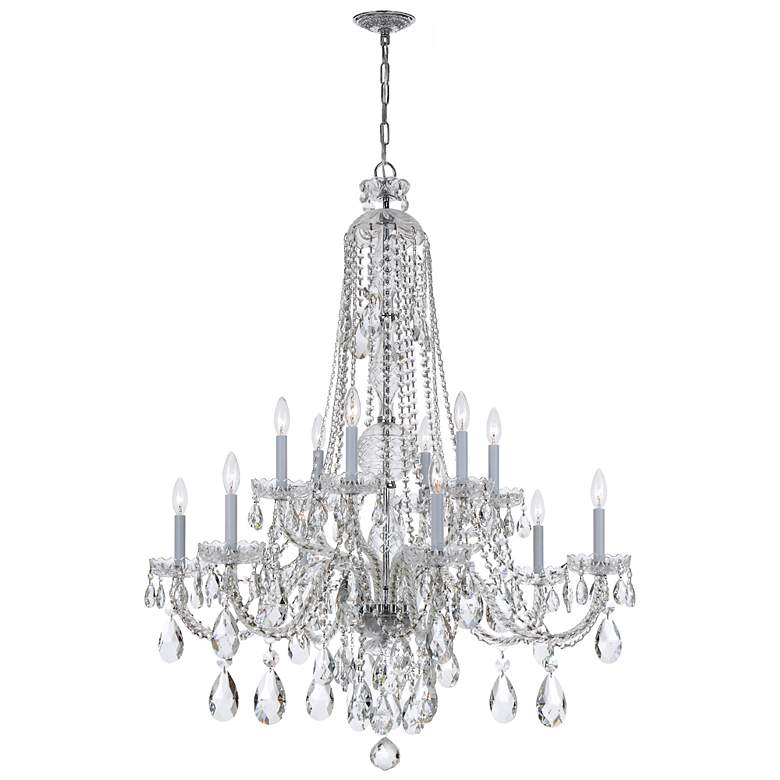 Image 2 Traditional Crystal 37 1/2 inch Wide Chrome 12-Light Chandelier