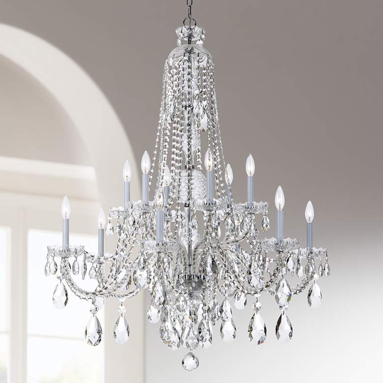 Image 1 Traditional Crystal 37 1/2" Wide Chrome 12-Light Chandelier