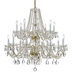 Image2 of Traditional Crystal 37"W Polished Brass 16-Light Chandelier