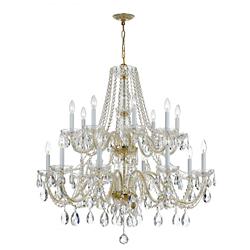 Traditional Crystal 37"W Polished Brass 16-Light Chandelier