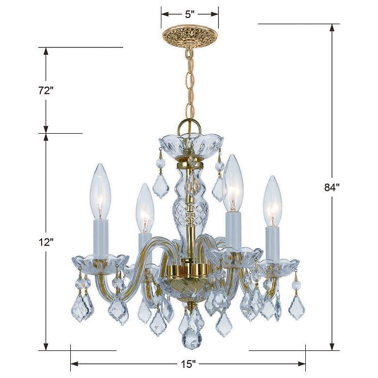 Image 3 Traditional Crystal 4 Light Italian Crystal Polished Brass Mini Chandelier more views