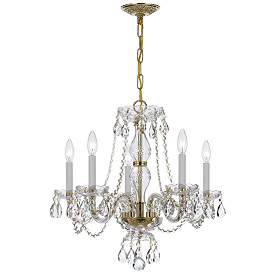 Image1 of Traditional Crystal 5 Light Clear Italian Crystal Polished Brass Chandelier