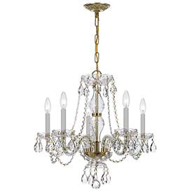 Image2 of Traditional Crystal 5 Light Clear Italian Crystal Polished Brass Chandelier more views