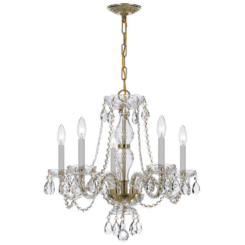 Image 2 Traditional Crystal 5 Light Clear Italian Crystal Polished Brass Chandelier more views