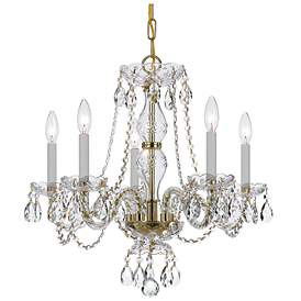 Image3 of Traditional Crystal 5 Light Clear Italian Crystal Polished Brass Chandelier more views