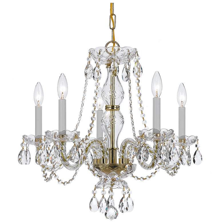Image 3 Traditional Crystal 5 Light Clear Italian Crystal Polished Brass Chandelier more views