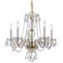 Thumbnail3 of Traditional Crystal 5 Light Clear Italian Crystal Polished Brass Chandelier more views