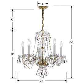 Image5 of Traditional Crystal 5 Light Clear Italian Crystal Polished Brass Chandelier more views