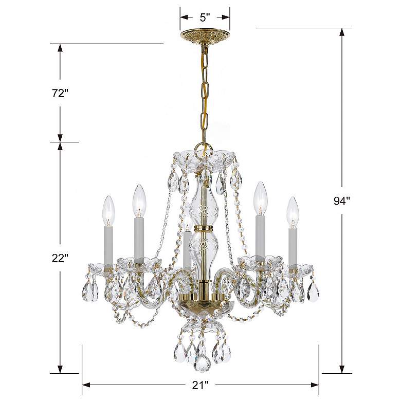 Image 5 Traditional Crystal 5 Light Clear Italian Crystal Polished Brass Chandelier more views