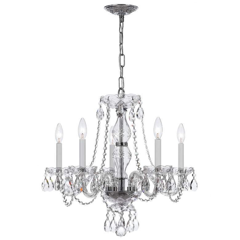Image 1 Traditional Crystal 5 Light Italian Crystal Polished Chrome Chandelier
