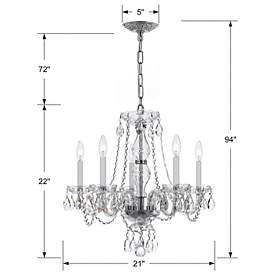 Image5 of Traditional Crystal 5 Light Italian Crystal Polished Chrome Chandelier more views