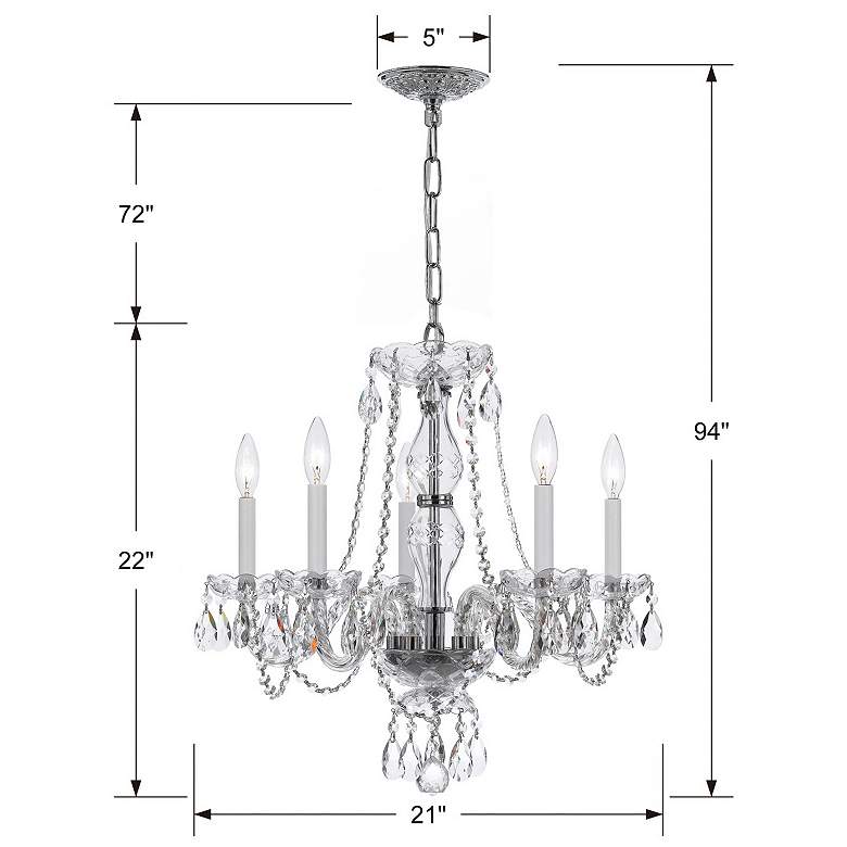 Image 5 Traditional Crystal 5 Light Italian Crystal Polished Chrome Chandelier more views