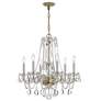 Thumbnail1 of Traditional Crystal 6 Light Clear Italian Crystal Polished Brass Chandelier
