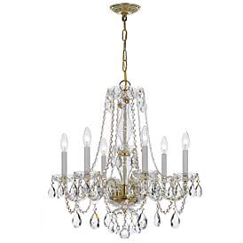 Image2 of Traditional Crystal 6 Light Clear Italian Crystal Polished Brass Chandelier more views