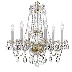 Image3 of Traditional Crystal 6 Light Clear Italian Crystal Polished Brass Chandelier more views