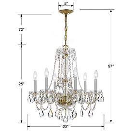 Image5 of Traditional Crystal 6 Light Clear Italian Crystal Polished Brass Chandelier more views