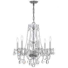 Image1 of Traditional Crystal 6 Light Italian Crystal Polished Chrome Chandelier