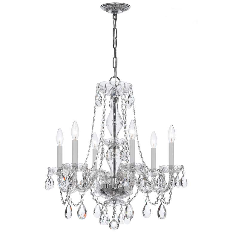 Image 1 Traditional Crystal 6 Light Italian Crystal Polished Chrome Chandelier